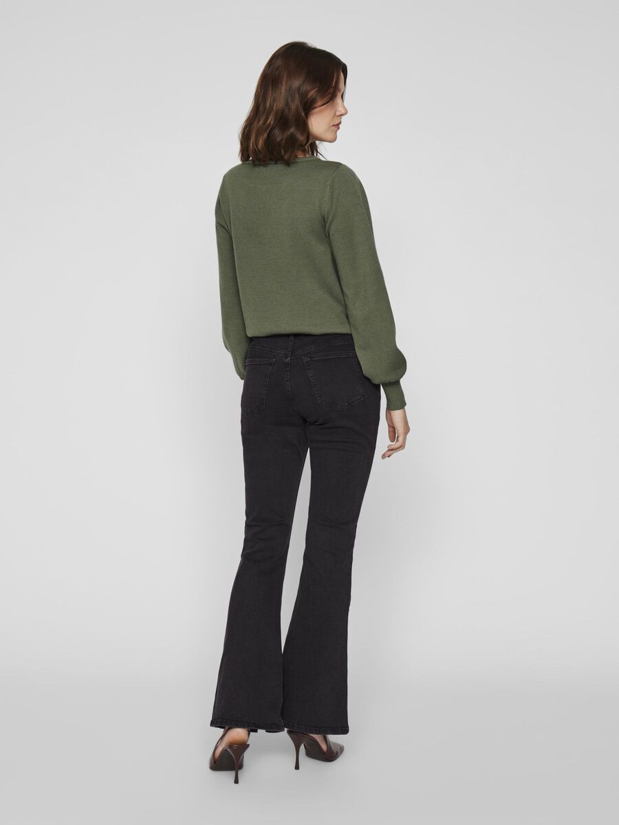 VILA MID WAIST FLARED JEANS, Black Denim, highres - 14099835_BlackDenim_004.jpg