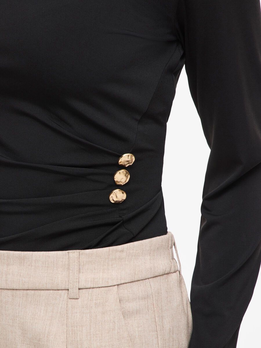 Carousel image - VIGENEA RUND HALS LANGERMET TOPP, Black | 3