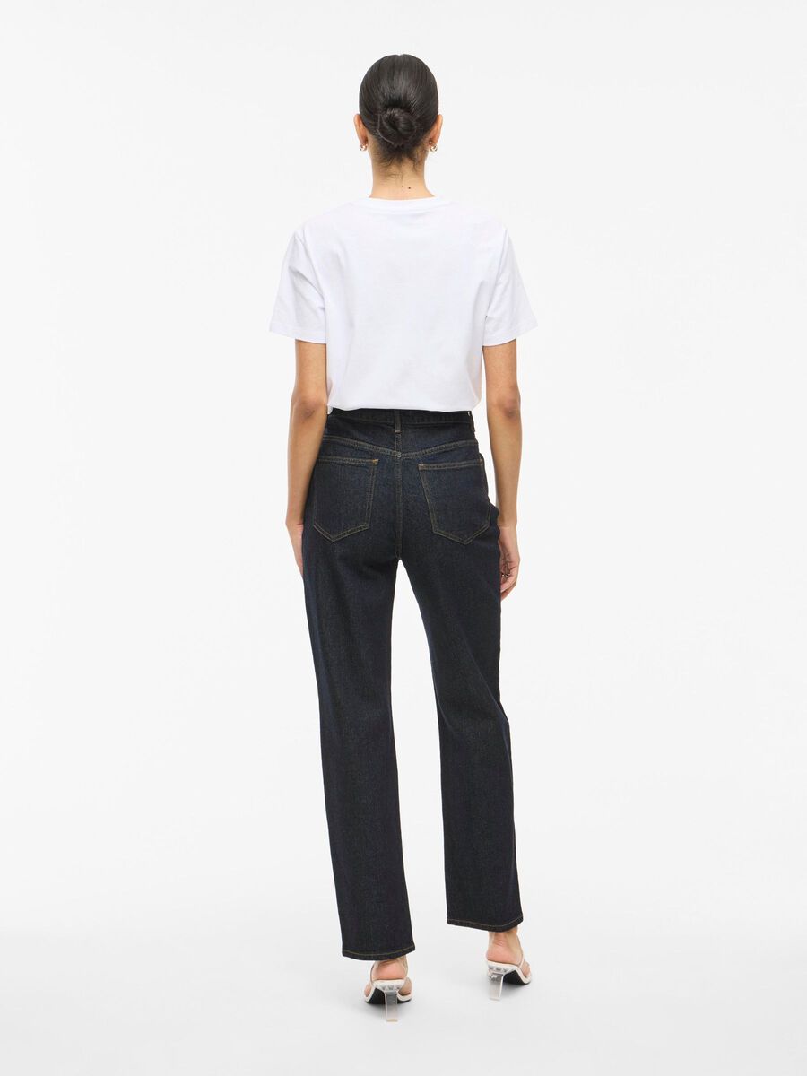 VILA VIKELLY HIGH-WAIST STRAIGHT FIT JEANS, Dark Blue Denim, highres - 14084730_DarkBlueDenim_1229058_004.jpg