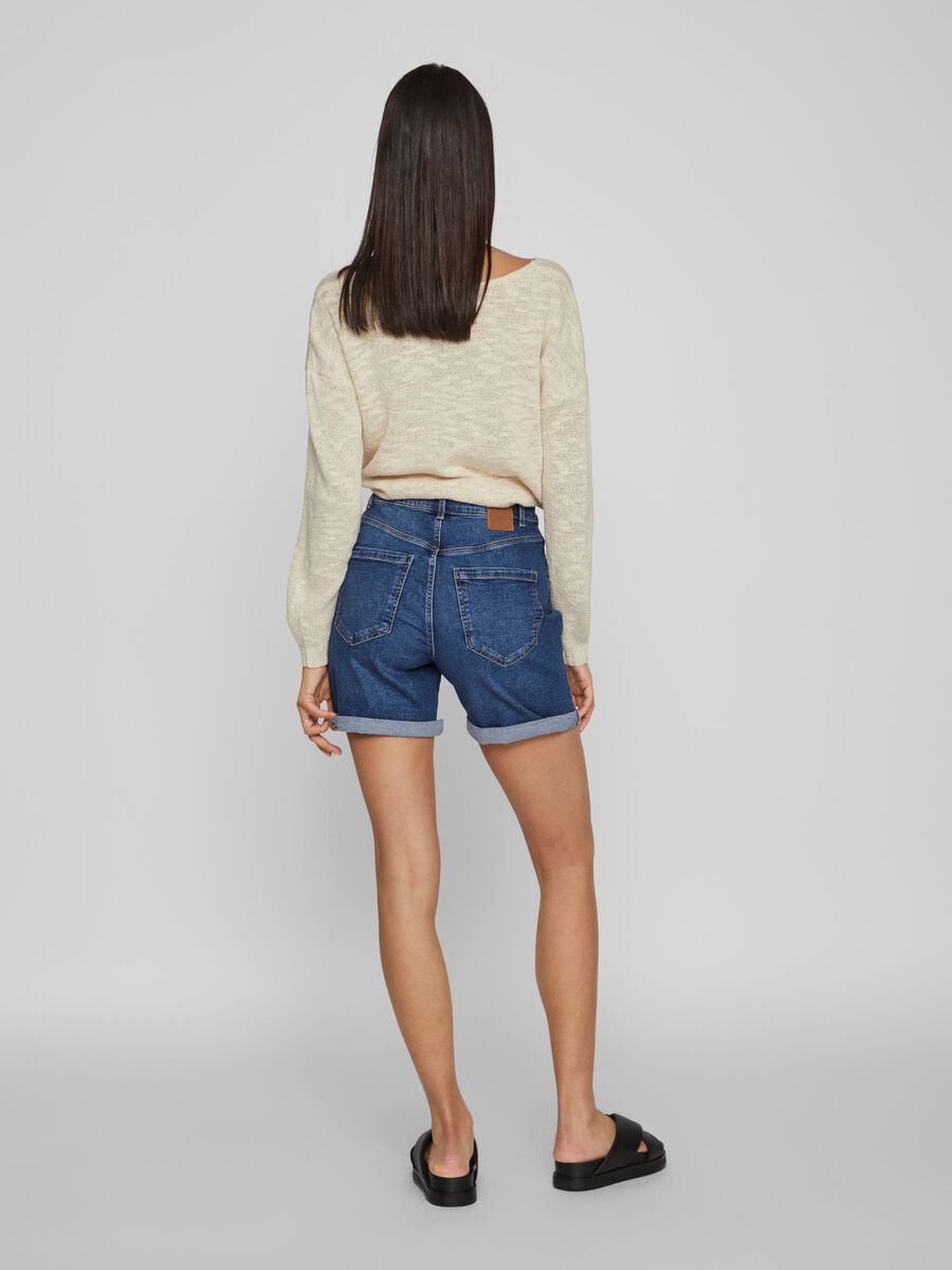 VILA HIGH-WAIST DENIM SHORT, Medium Blue Denim, highres - 14084720_MediumBlueDenim_004.jpg
