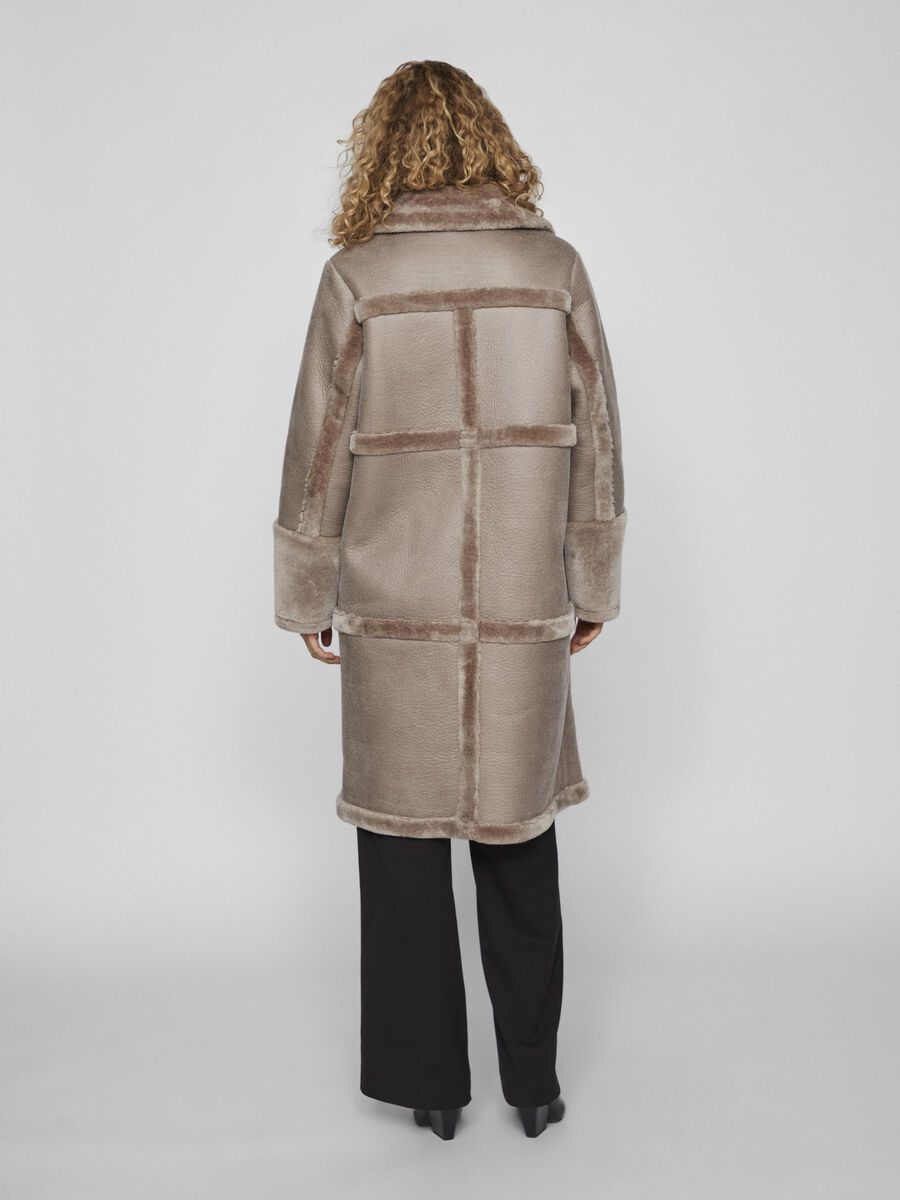 Vila FAUX SHEARLING COAT, Simply Taupe, highres - 14088328_SimplyTaupe_004.jpg