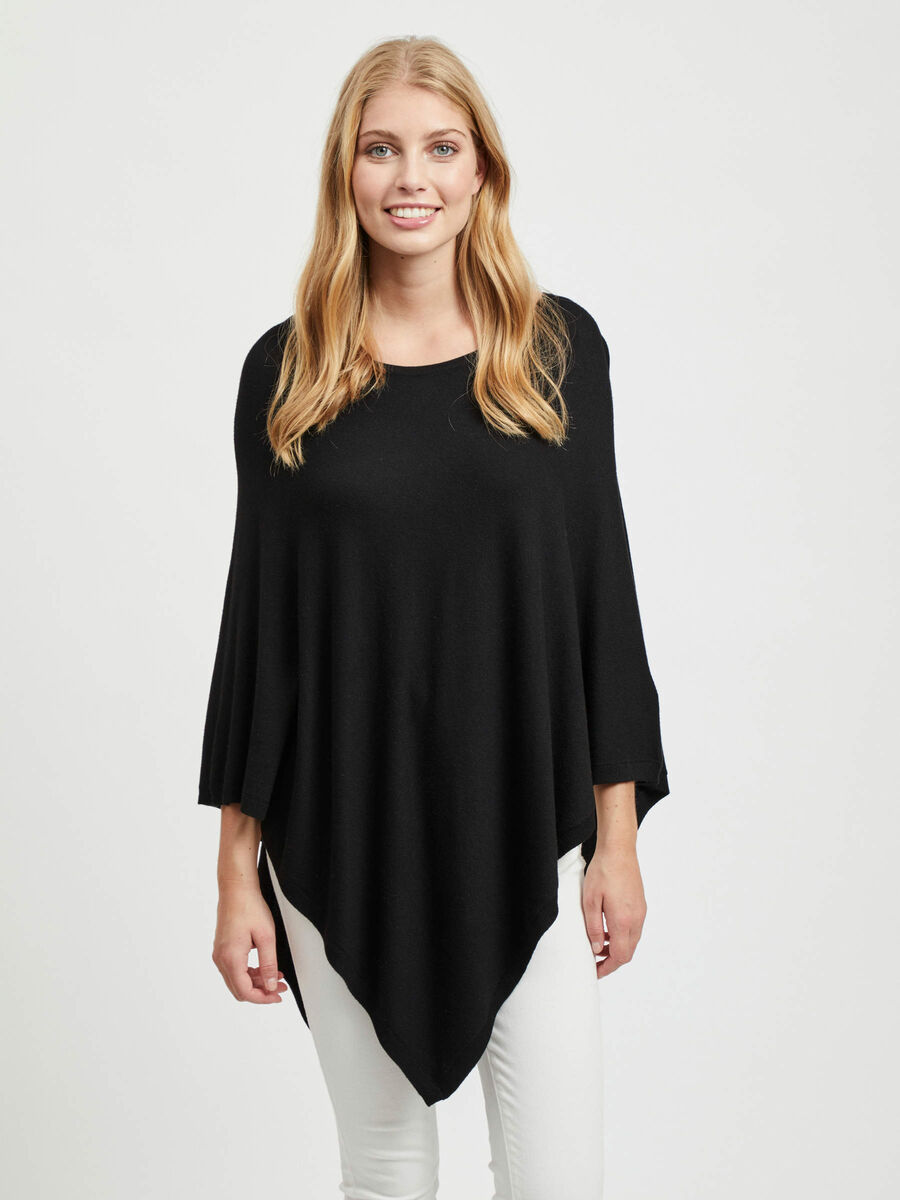 Vila STRIKKET PONCHO, Black, highres - 14053553_Black_003.jpg