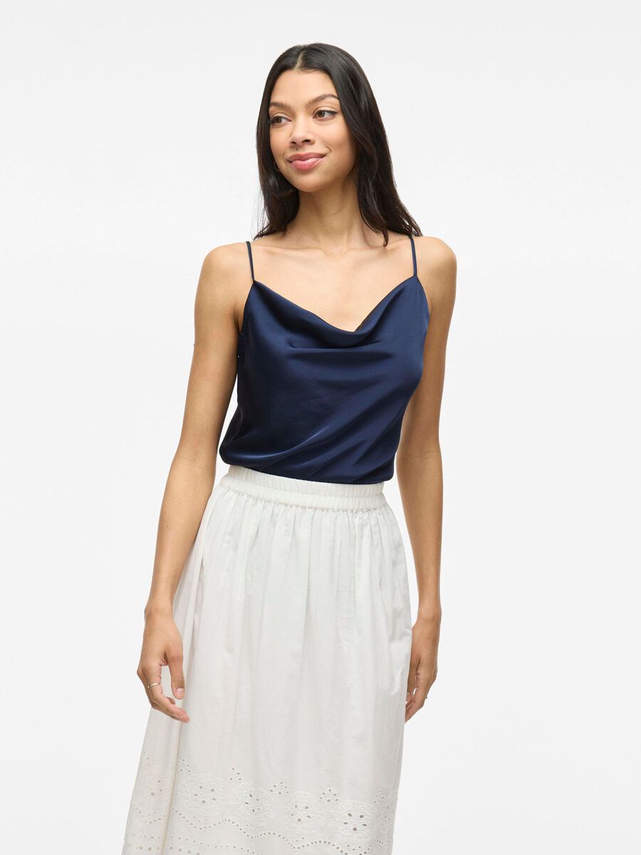 VILA VIRAVENNA SINGLET STRAP TOP, Navy Blazer, highres - 14109460_NavyBlazer_003.jpg