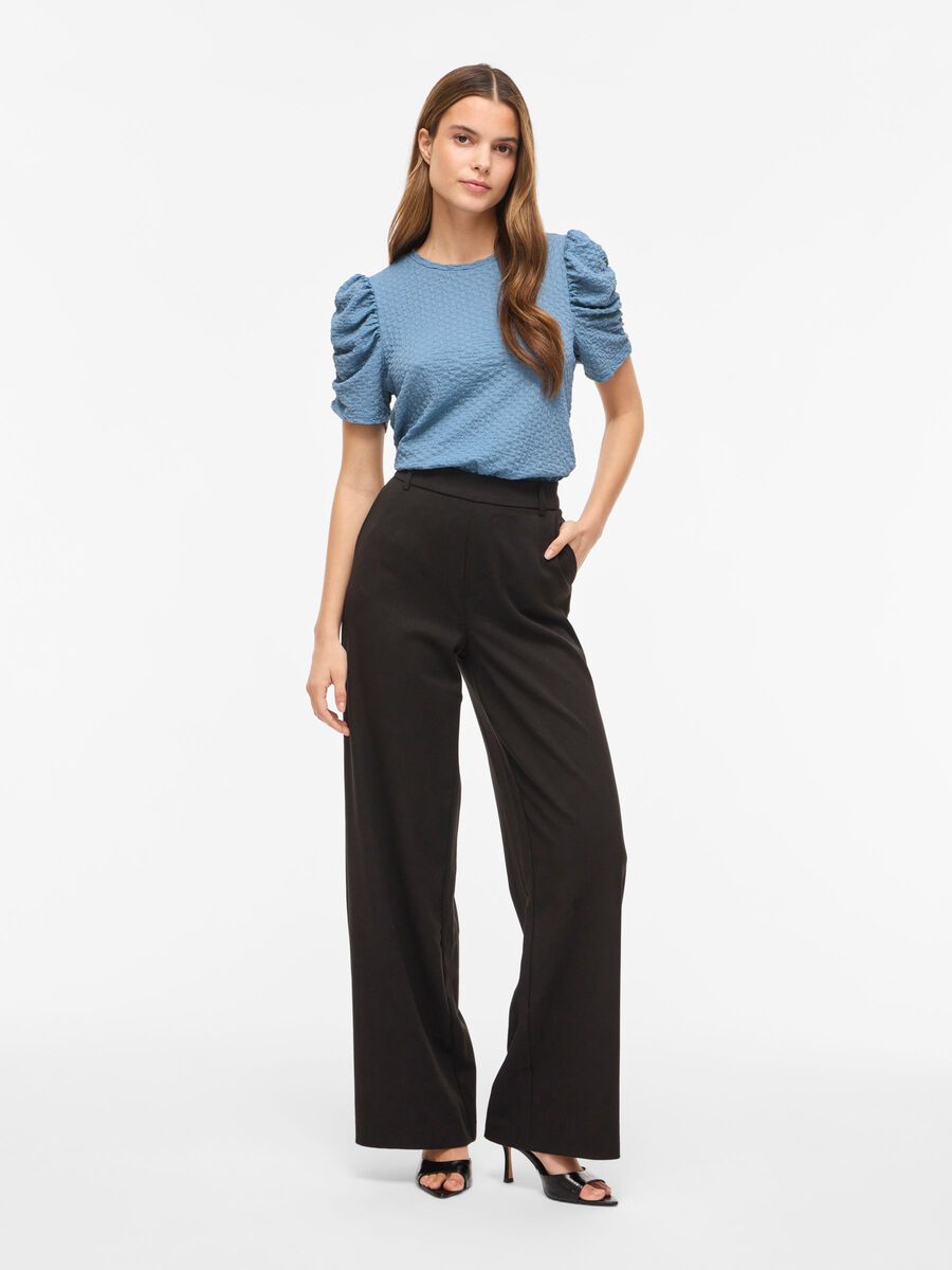 Carousel image - VIANINE ROUND NECK SHORT SLEEVED TOP, Blue Shadow | 4