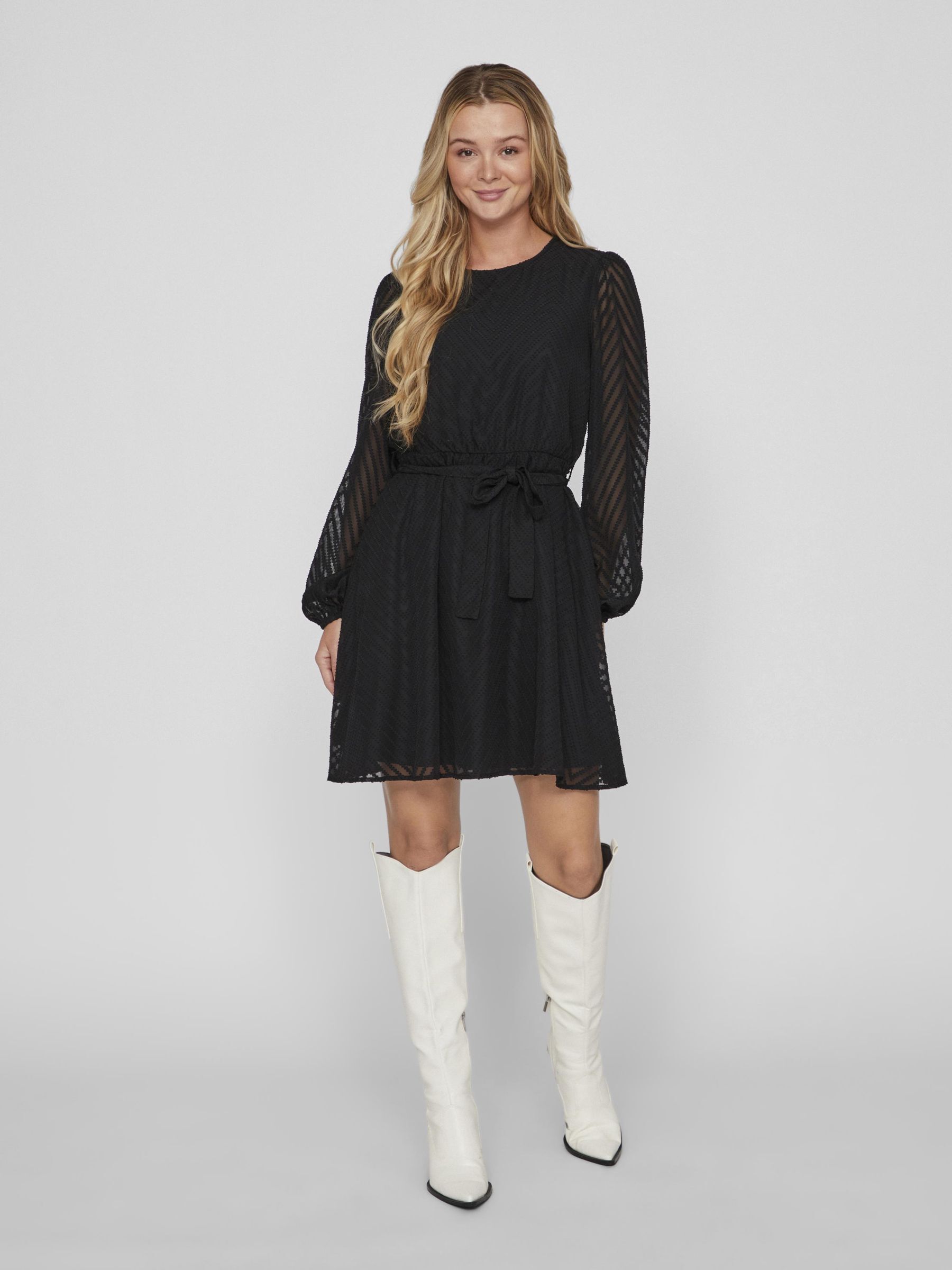 Vestido manga larga corto negro deals