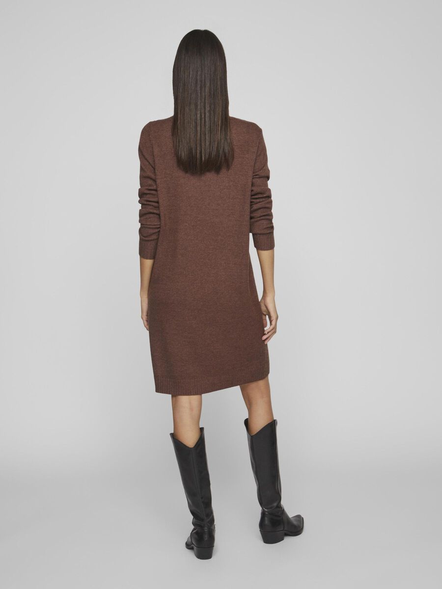 Vila LONG SLEEVED KNITTED DRESS, Shaved Chocolate, highres - 14042768_ShavedChocolate_958791_004.jpg