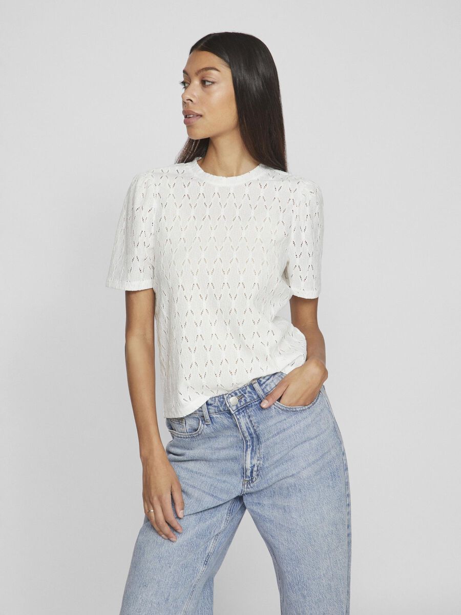 VILA SHORT SLEEVED  TOP, Cloud Dancer, highres - 14097487_CloudDancer_003.jpg