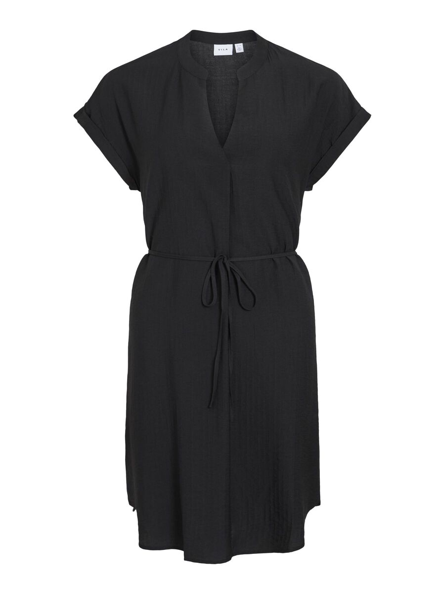 VILA SHORT SLEEVED SHORT DRESS, Black Beauty, highres - 14101673_BlackBeauty_001.jpg