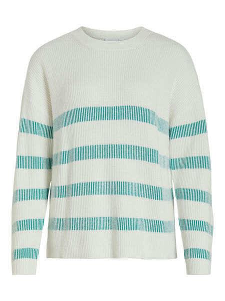 Vila STRIPED KNITTED PULLOVER, White Alyssum, highres - 14079691_WhiteAlyssum_987122_001.jpg