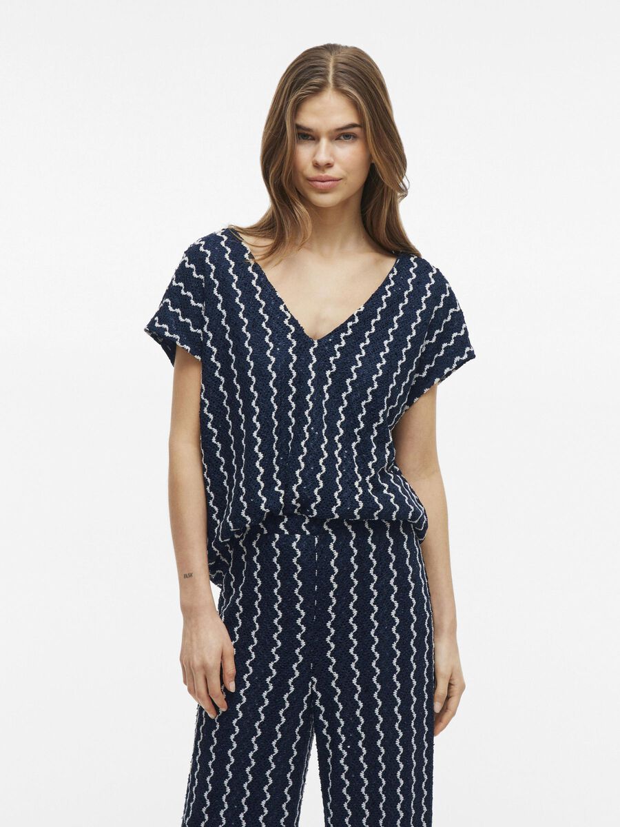 VILA V-HALS TOP MET KORTE MOUWEN, Navy Blazer, highres - 14104325_NavyBlazer_1179137_003.jpg