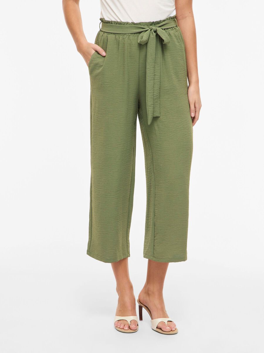Product carousel image - HIGH WAIST CULOTTE TROUSERS, Olivine | 1