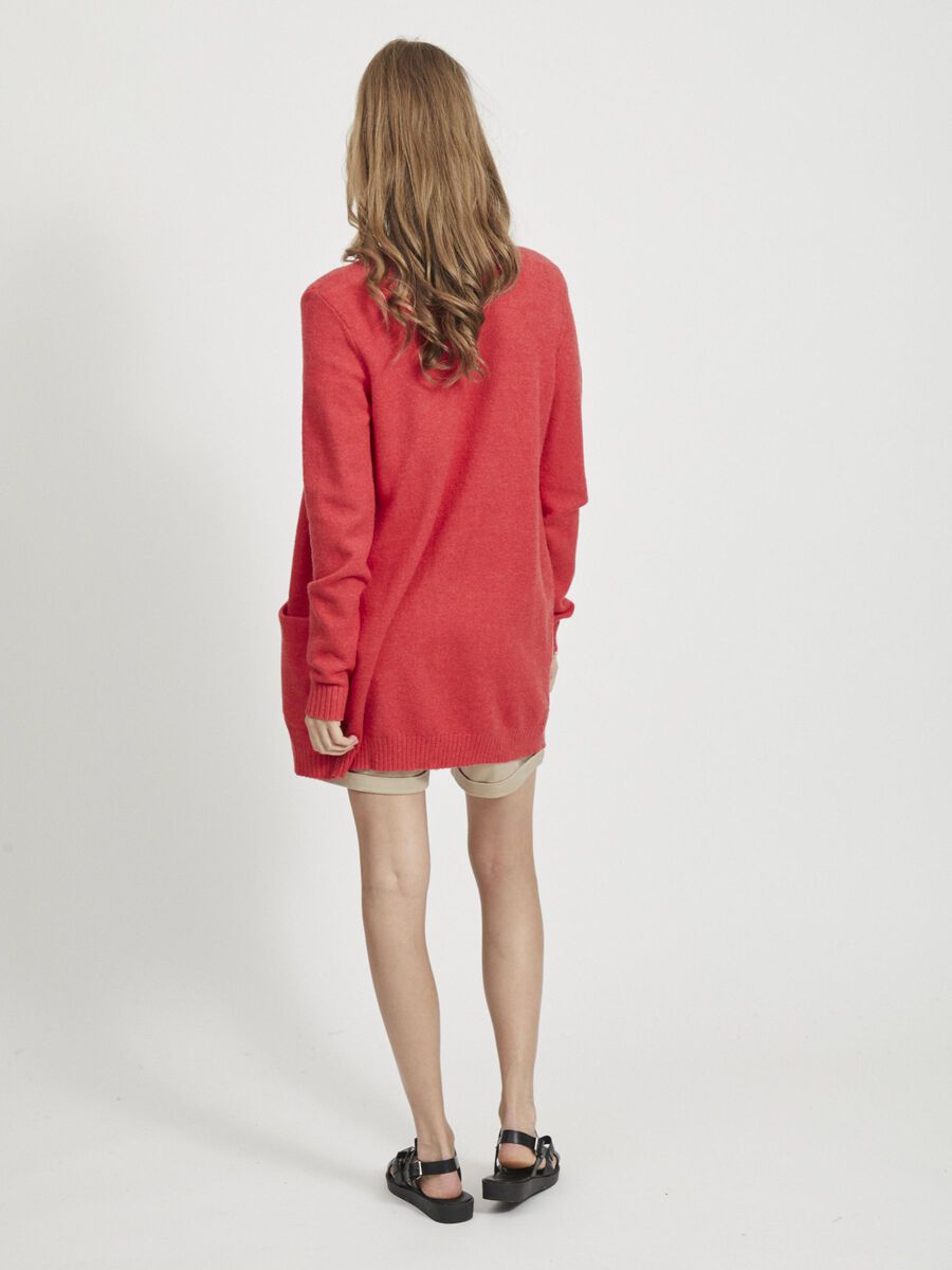 VILA VIRIL BASIC KNITTED CARDIGAN, Racing Red, highres - 14044041_RacingRed_593650_004.jpg
