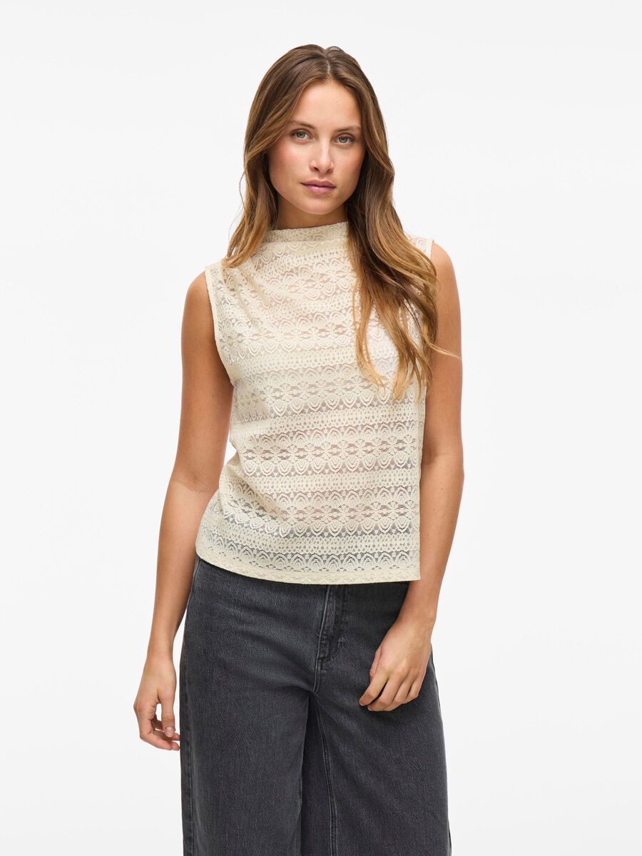 VILA HIGH NECK SLEEVELESS TOP, Birch, highres - 14109714_Birch_003.jpg