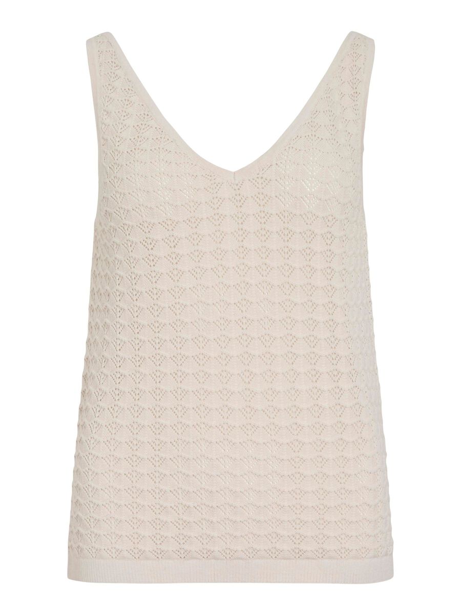 VILA VIVUA SLEEVELESS KNITTED TOP, White Sand, highres - 14111968_WhiteSand_001.jpg