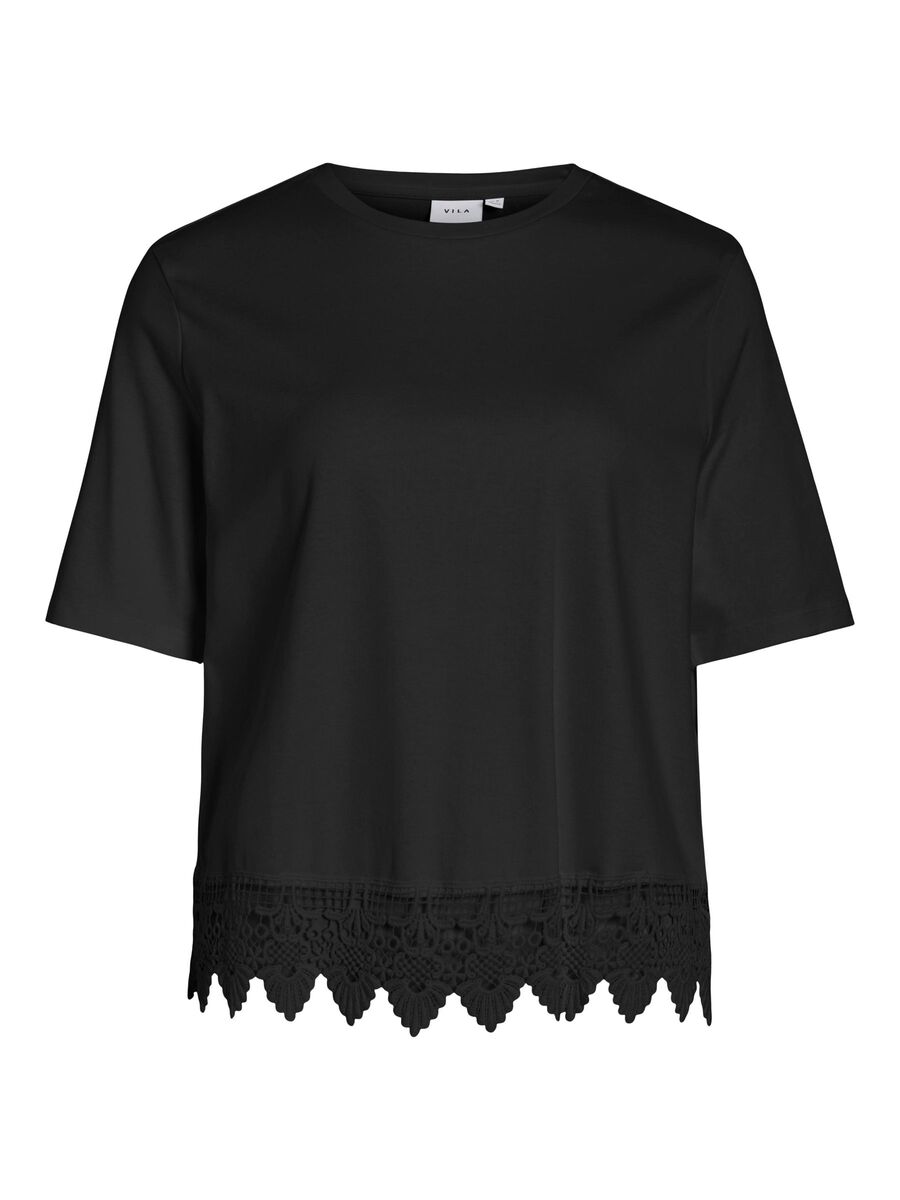 VILA VIPAVIA CROCHET  T-SHIRT, Black Beauty, highres - 14109252_BlackBeauty_001.jpg
