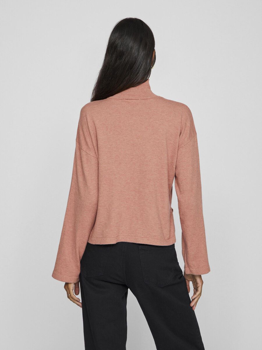 VILA HIGH NECK KNITTED PULLOVER, Burnt Henna, highres - 14103680_BurntHenna_004.jpg