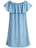 Vila OFF-SHOULDER DRESS, Light Blue Denim, highres - 14040893_LightBlueDenim_002.jpg