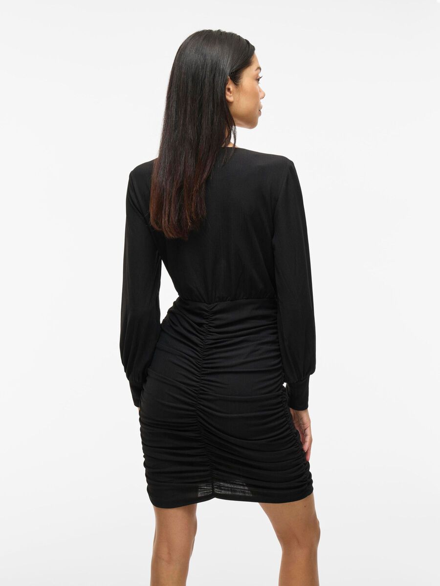 VILA VIPARTINA DRAPED MINI DRESS, Black, highres - 14066145_Black_004.jpg