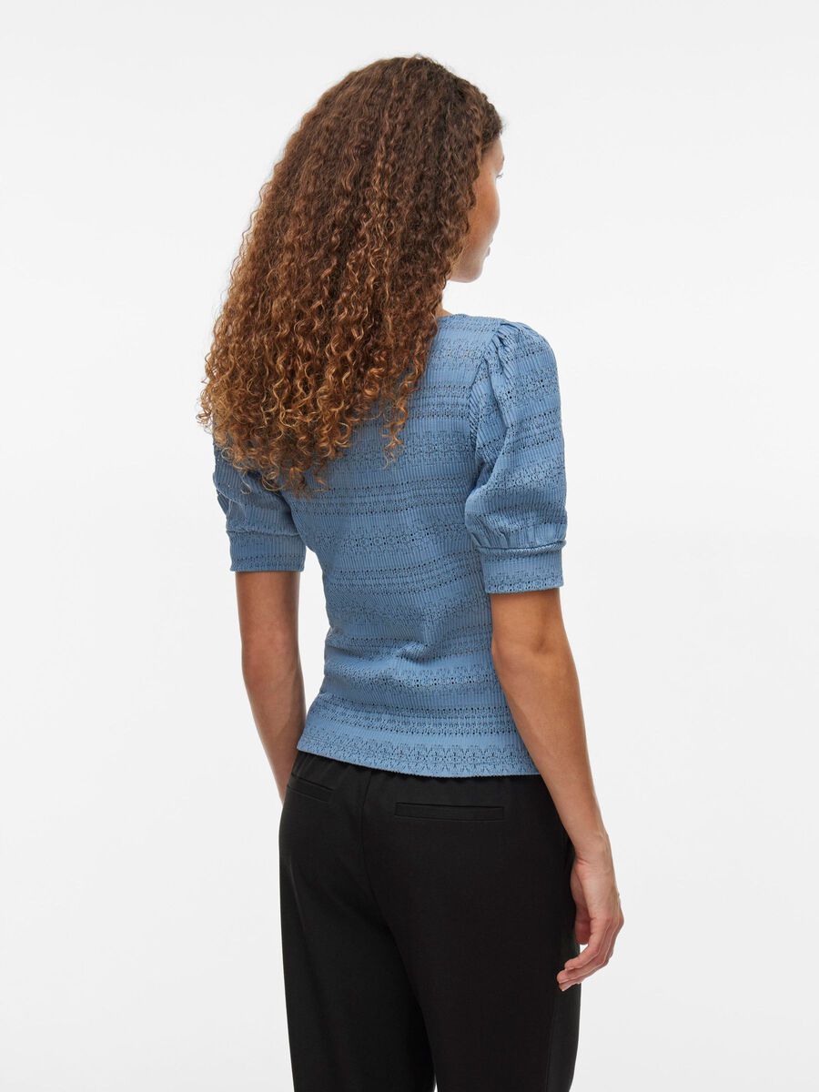 VILA ROUND NECK SHORT SLEEVED TOP, Coronet Blue, highres - 14110284_CoronetBlue_004.jpg