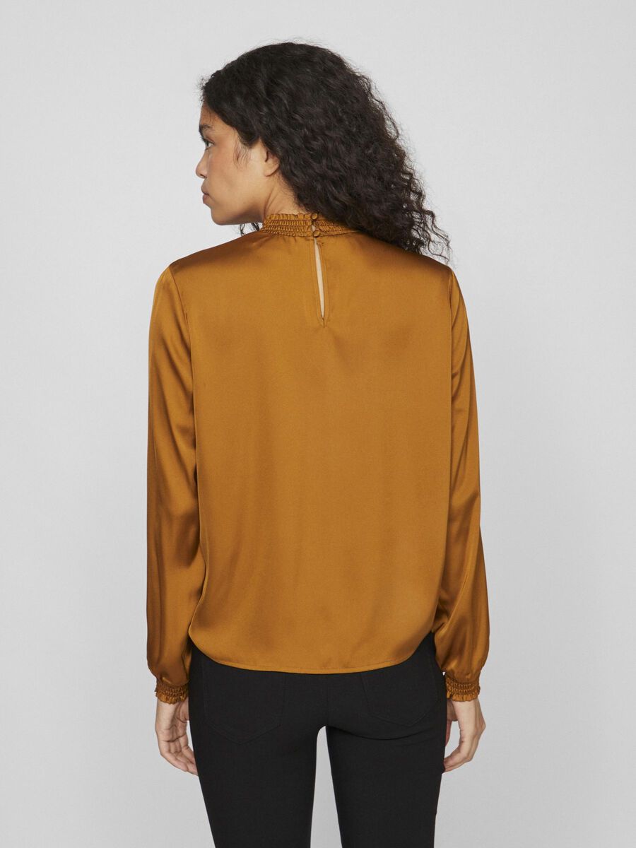 VILA HIGH NECK LONG SLEEVED BLOUSE, Rubber, highres - 14103232_Rubber_004.jpg