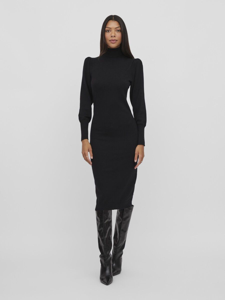 Vila CUT-OUT BACK MIDI DRESS, Black, highres - 14091722_Black_003.jpg