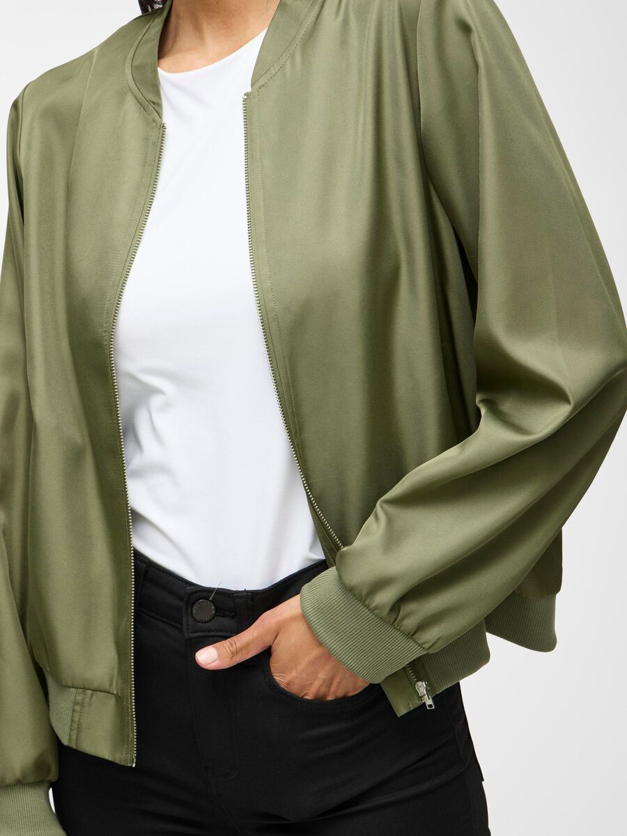 Carousel image - ZIPPER BOMBER JACKET, Oil Green | 5