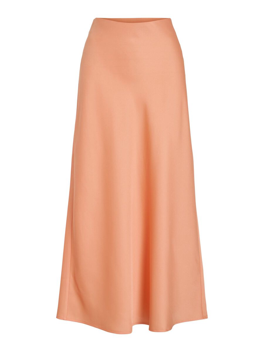 VILA VIELLETTE HIGH WAIST MIDI SKIRT, Cadmium Orange, highres - 14084182_CadmiumOrange_001.jpg