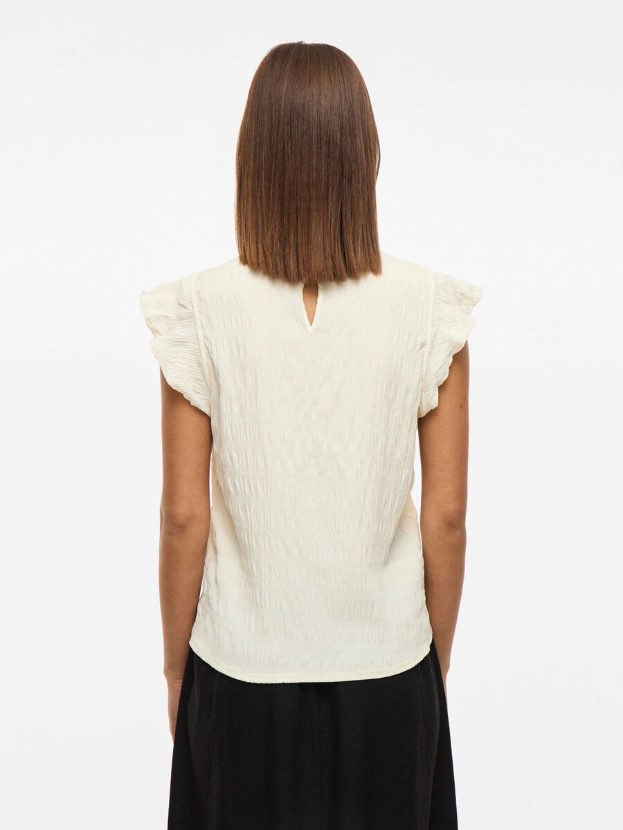 VILA ROUND NECK SHORT SLEEVED TOP, Birch, highres - 14105511_Birch_004.jpg