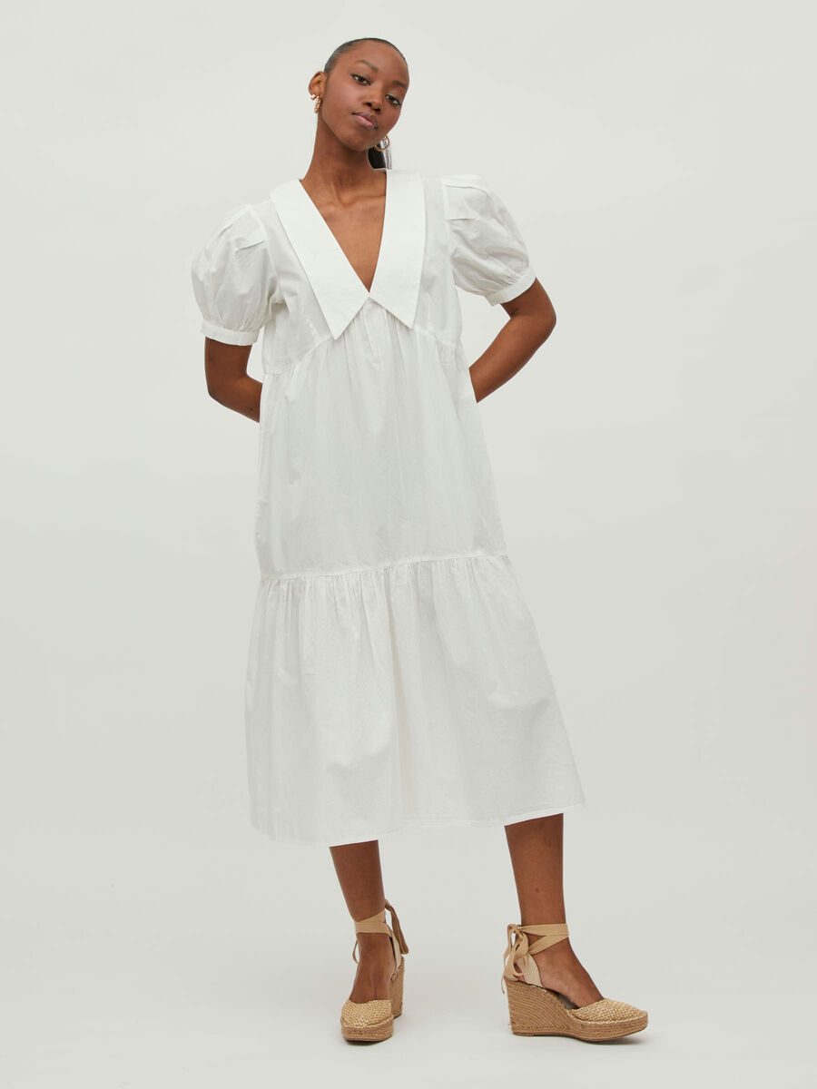 Vila SHORT SLEEVED MIDI DRESS, Cloud Dancer, highres - 14073827_CloudDancer_003.jpg