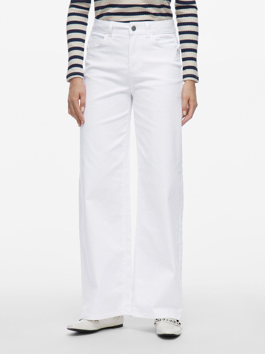 VILA HIGH WAIST WIDE FIT JEANS, White Denim, highres - 14103164_WhiteDenim_003.jpg