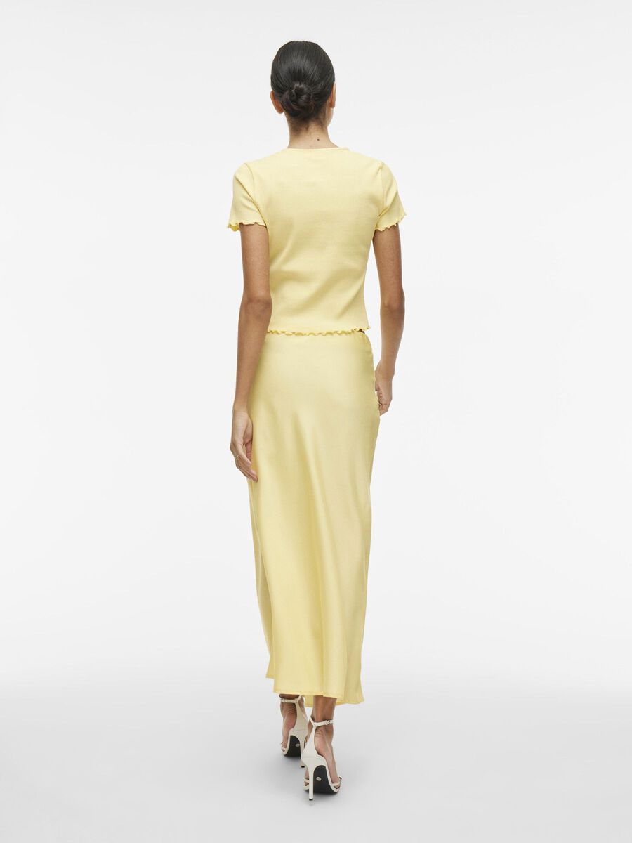 VILA VIELLETTE HIGH WAIST MIDI SKIRT, Pale Banana, highres - 14084182_PaleBanana_004.jpg