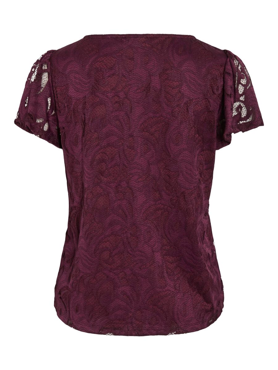 VILA VISTASIA V-NECK SHORT SLEEVED TOP, Fig, highres - 14111231_Fig_002.jpg