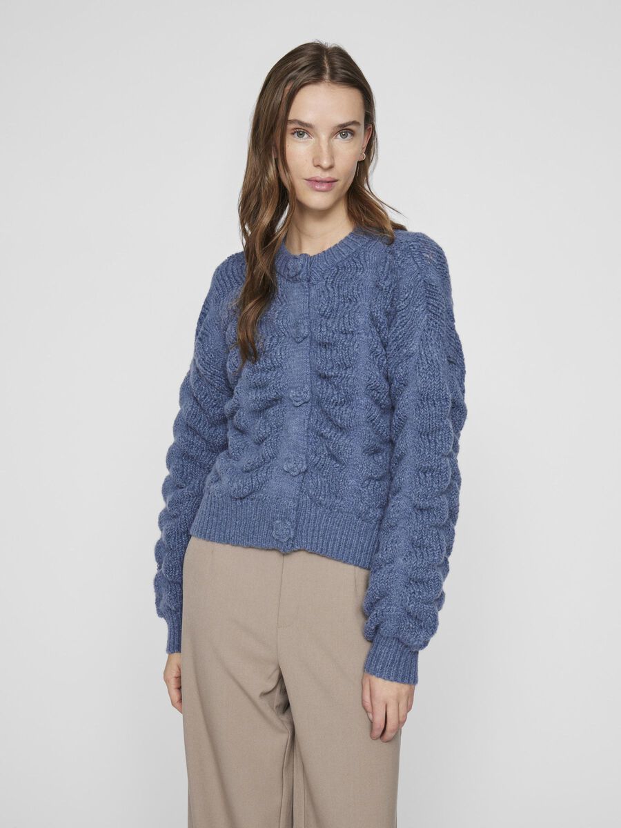 VILA GEKNÖPFTER STRICKJACKE, Bijou Blue, highres - 14108796_BijouBlue_003.jpg