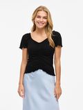 VILA DRAPED SHORT SLEEVED TOP, Black, highres - 14068351_Black_003.jpg