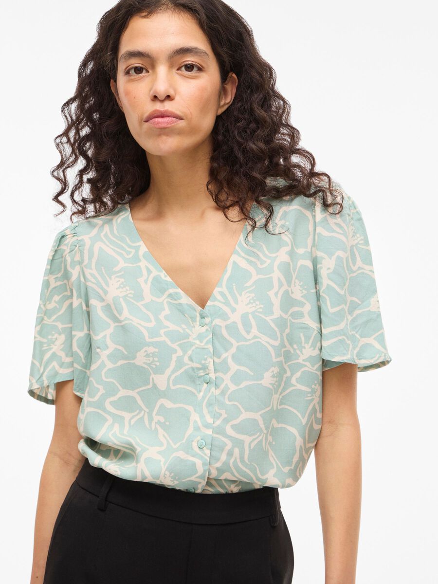 Carousel image - VIGRACE V-NECK SHORT SLEEVED SHIRT, Blue Surf | 5