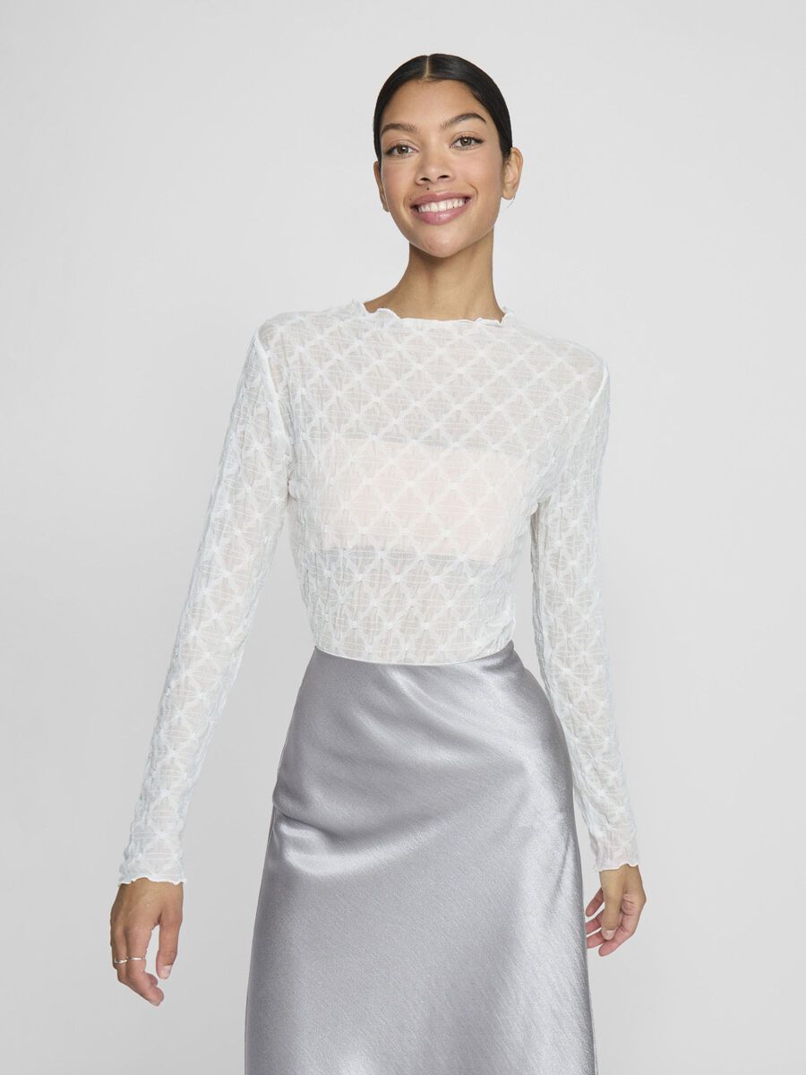 VILA HIGH NECK LONG SLEEVED TOP, Snow White, highres - 14103212_SnowWhite_003.jpg