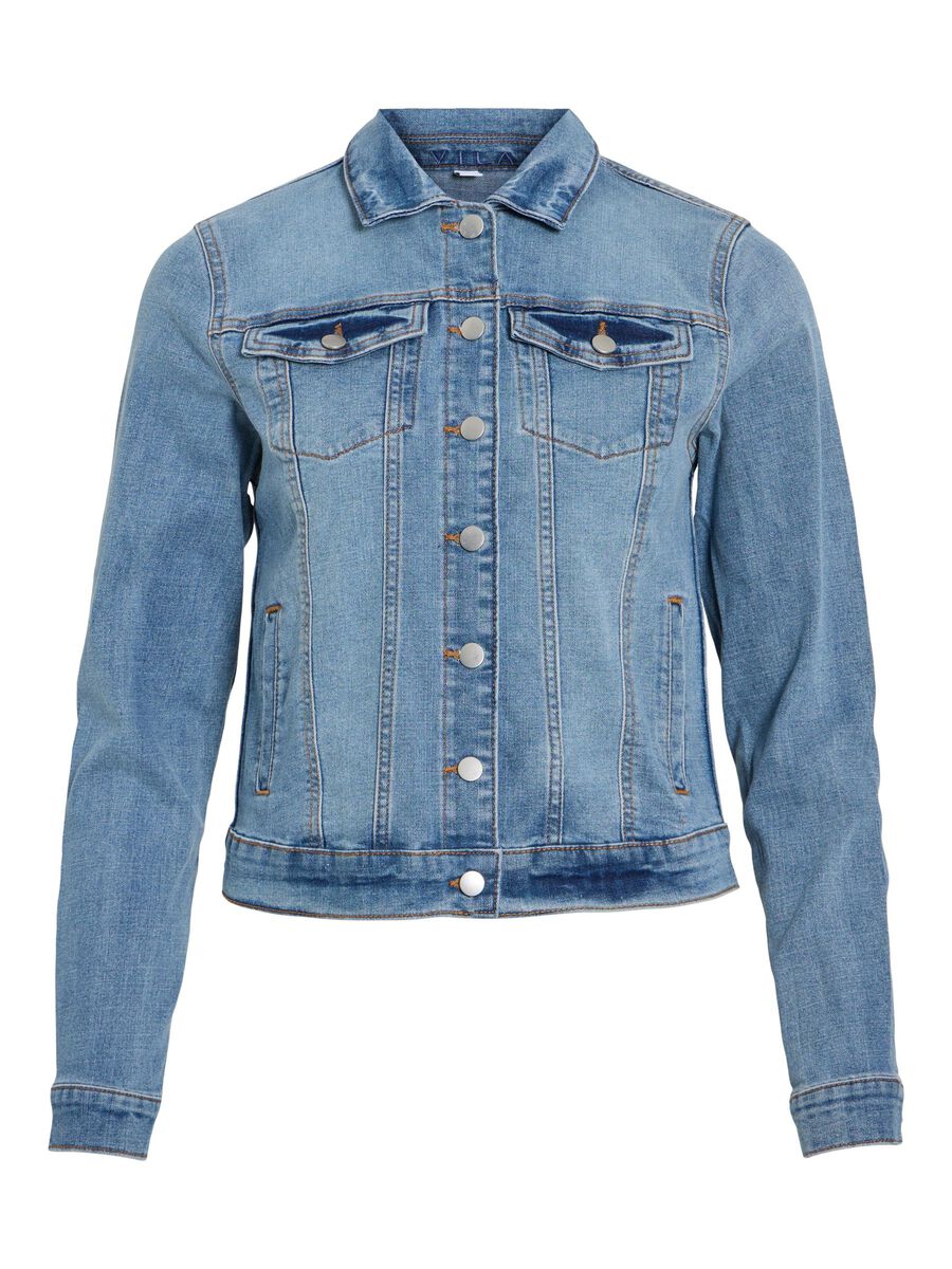 VILA VISHOW BUTTONED DENIM JACKET, Light Blue Denim, highres - 14088911_LightBlueDenim_001.jpg