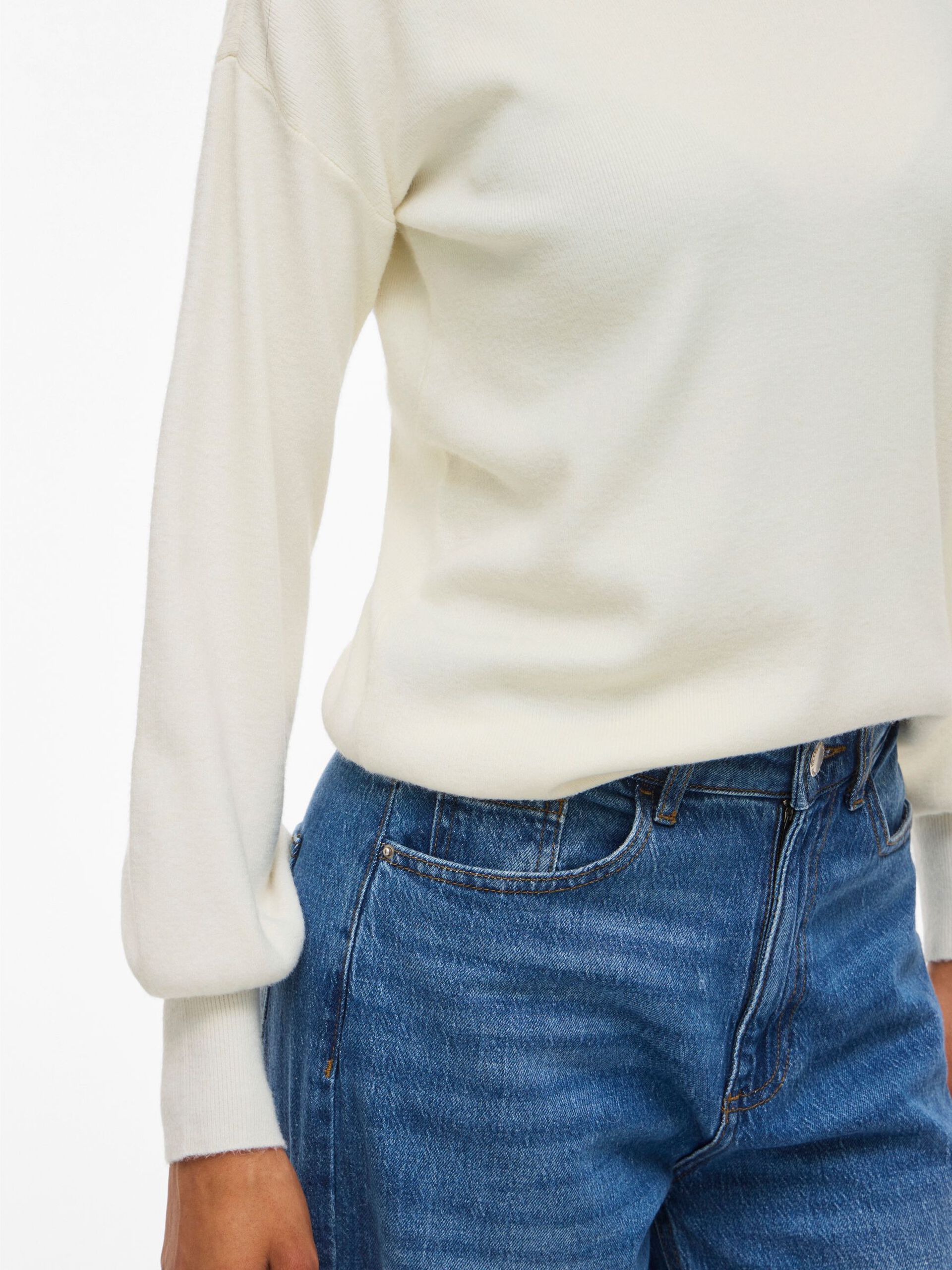 Carousel image - VIKERRY HIGH NECK KNITTED PULLOVER, Cloud Dancer | 3