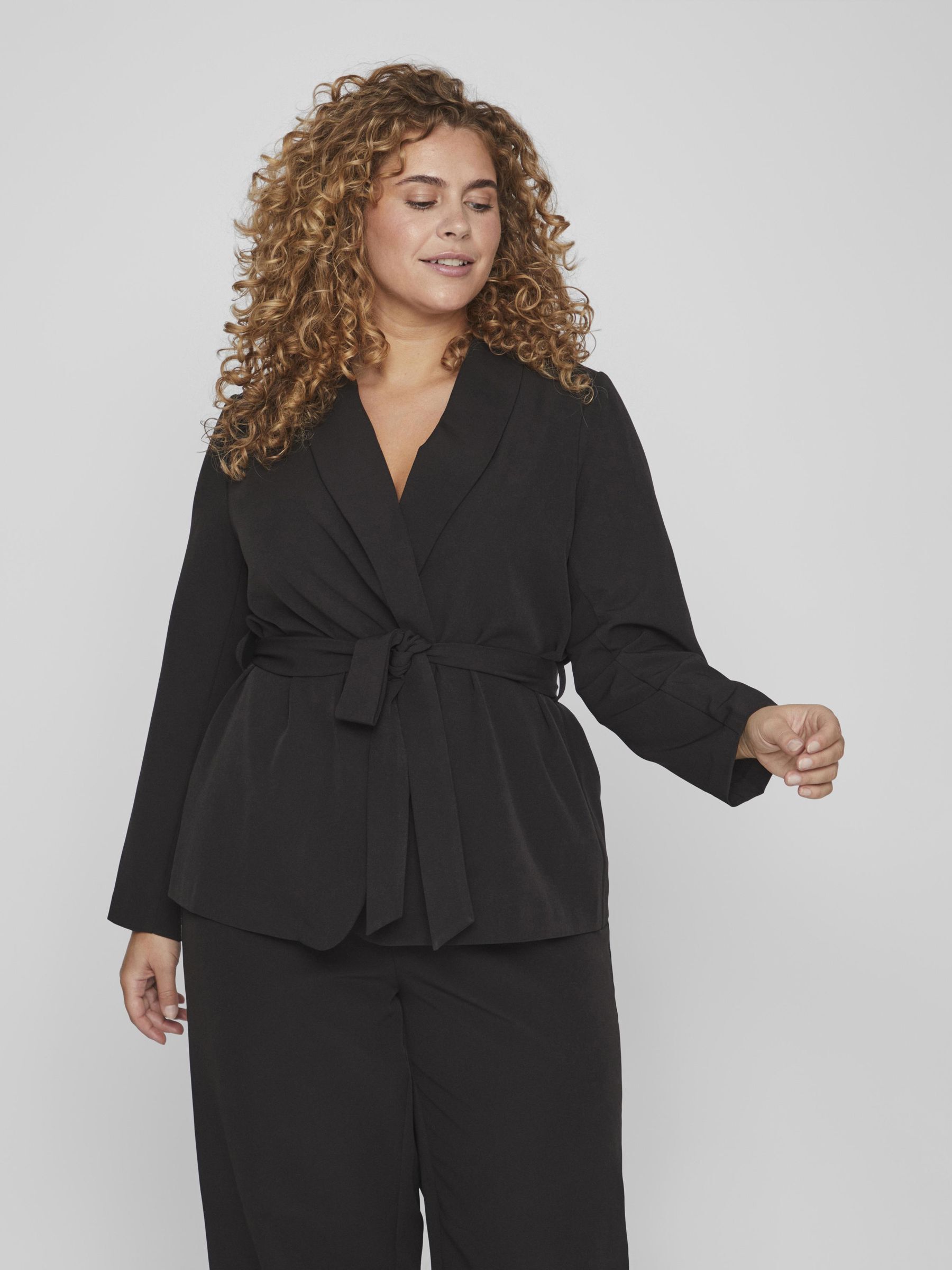 CURVE BELTED BLAZER Black VILA
