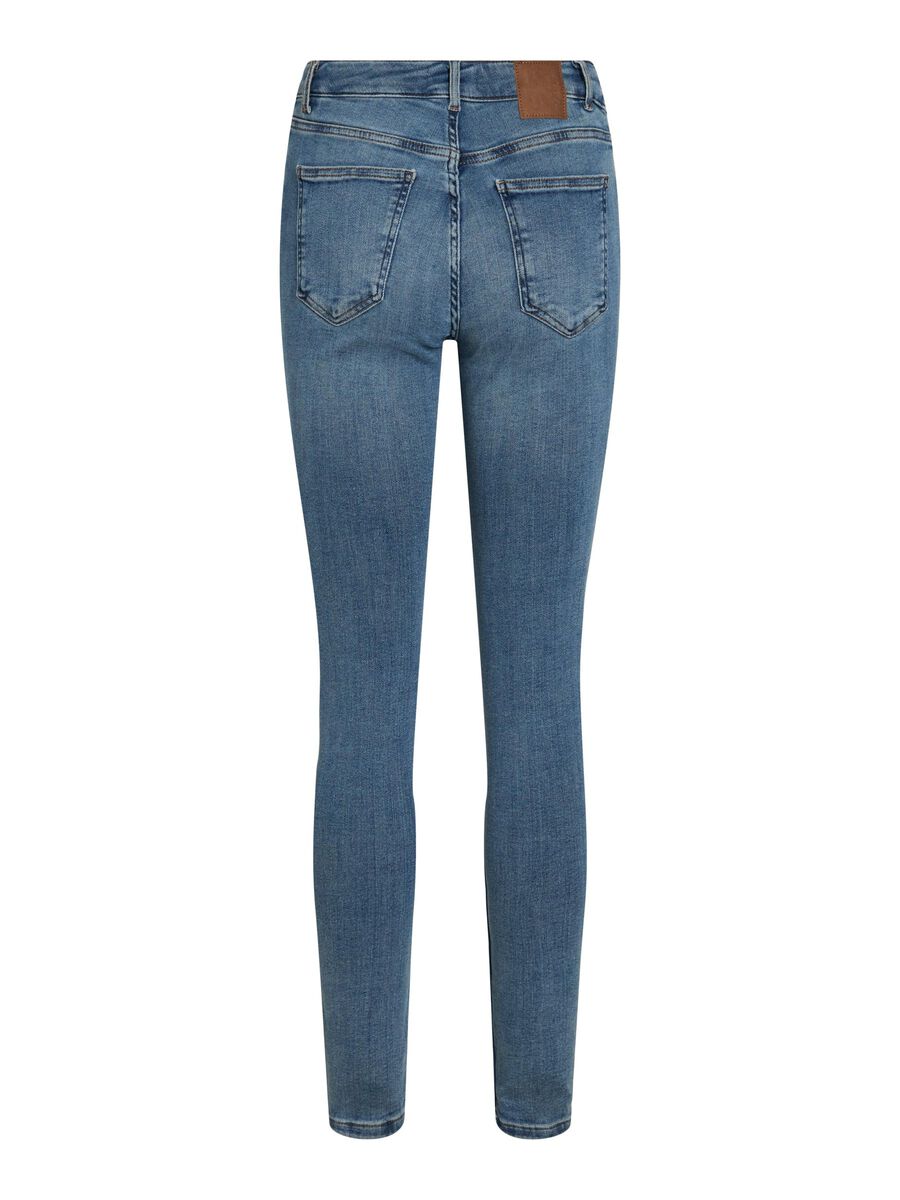 VILA VISARAH MID RISE SKINNY FIT JEANS, Medium Blue Denim, highres - 14094341_MediumBlueDenim_002.jpg