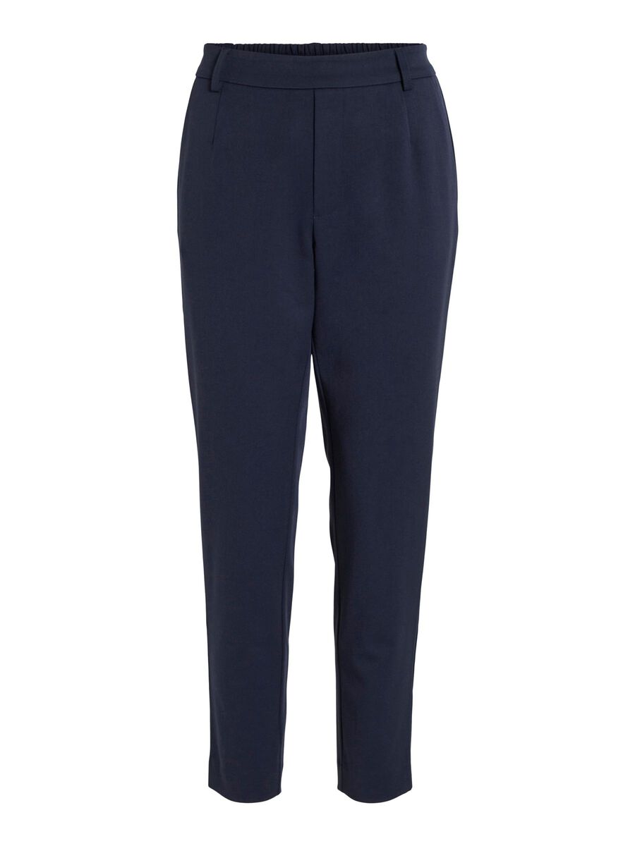 VILA VIVARONE SLIM FIT HIGH WAISTED TROUSERS, Navy Blazer, highres - 14087406_NavyBlazer_001.jpg