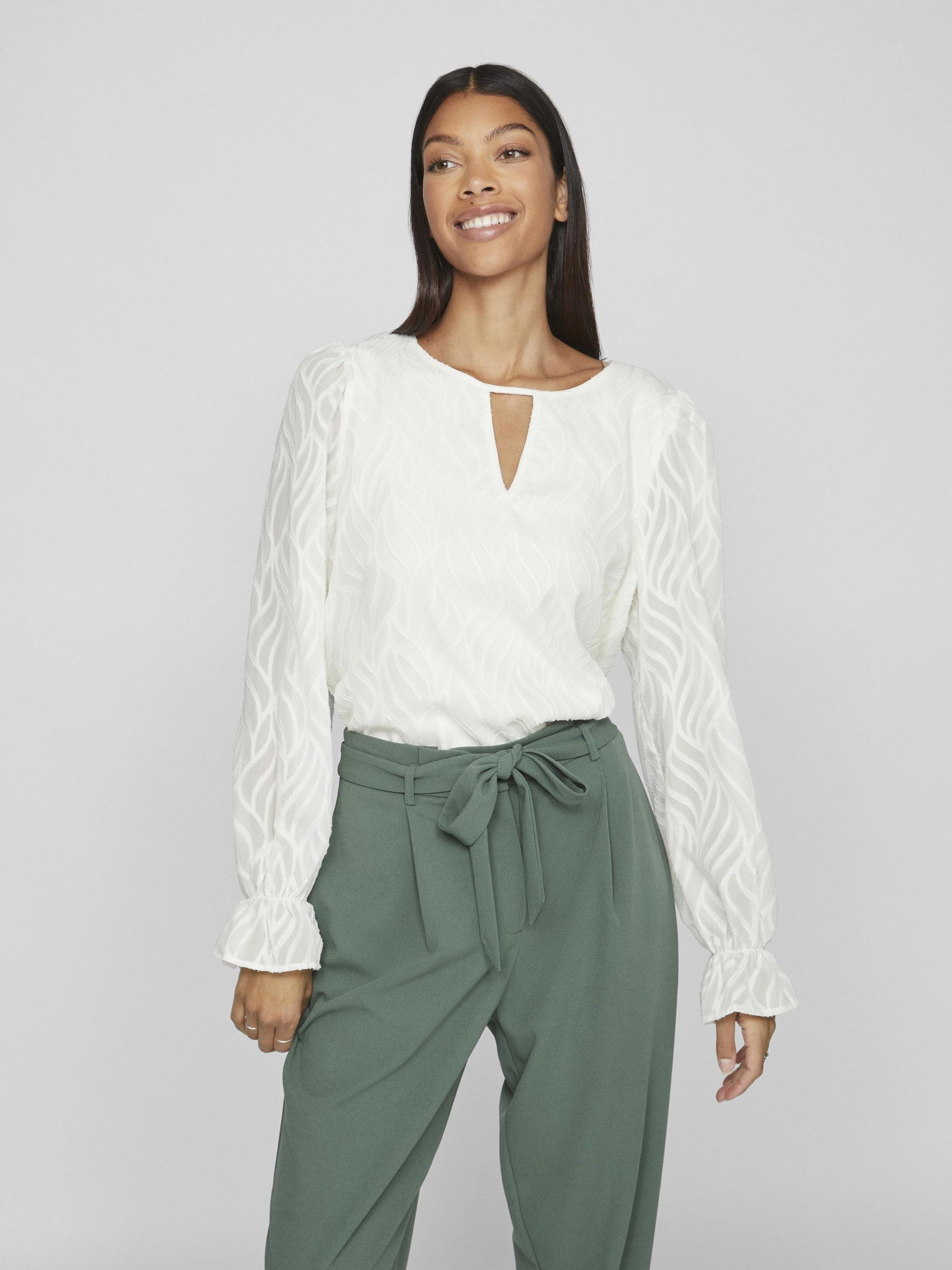 White blouse with elastic waist cheap