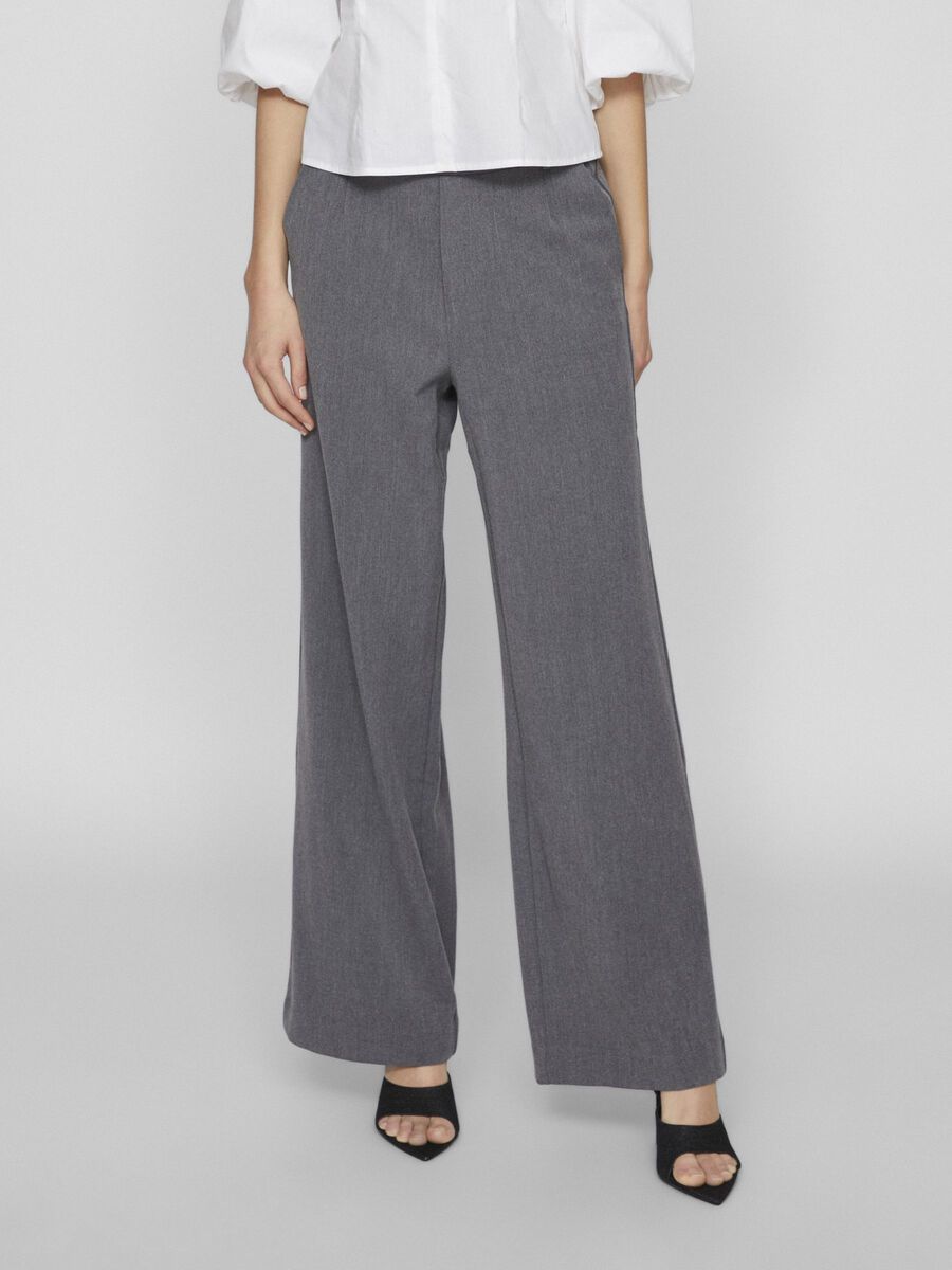 VILA VIVARONE HIGH WAIST HOSE MIT WEITEM BEIN, Medium Grey Melange, highres - 14087407_MediumGreyMelange_003.jpg