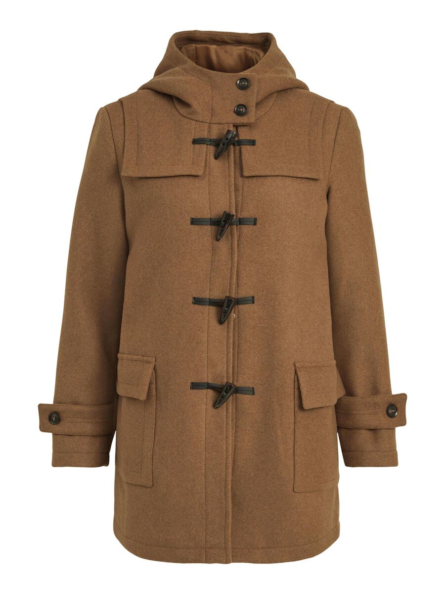 HOODED DUFFLE COAT | Brown | VILA®