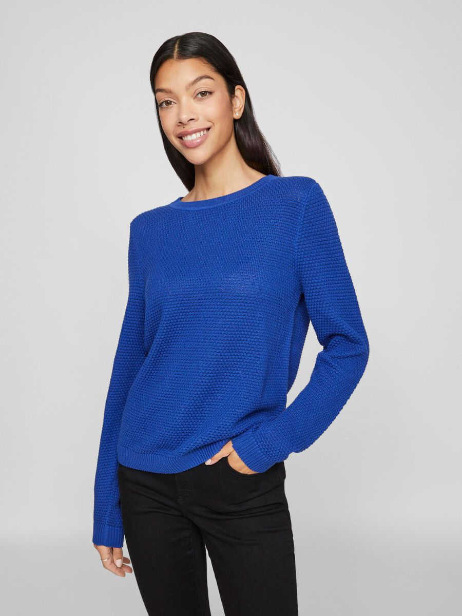 VILA VIDALO - BASIQUE PULL EN MAILLE, Mazarine Blue, highres - 14082767_MazarineBlue_003.jpg