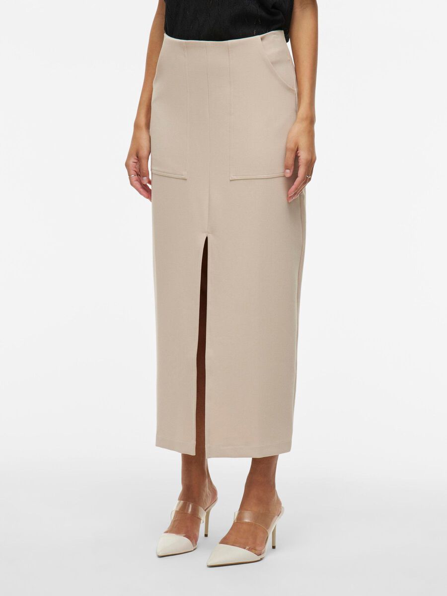 VILA HIGH WAIST MIDIROCK, Feather Gray, highres - 14103800_FeatherGray_003.jpg