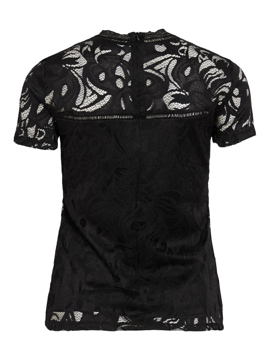 VILA VISTASIA LACE SHORT SLEEVED TOP, Black, highres - 14049852_Black_002.jpg