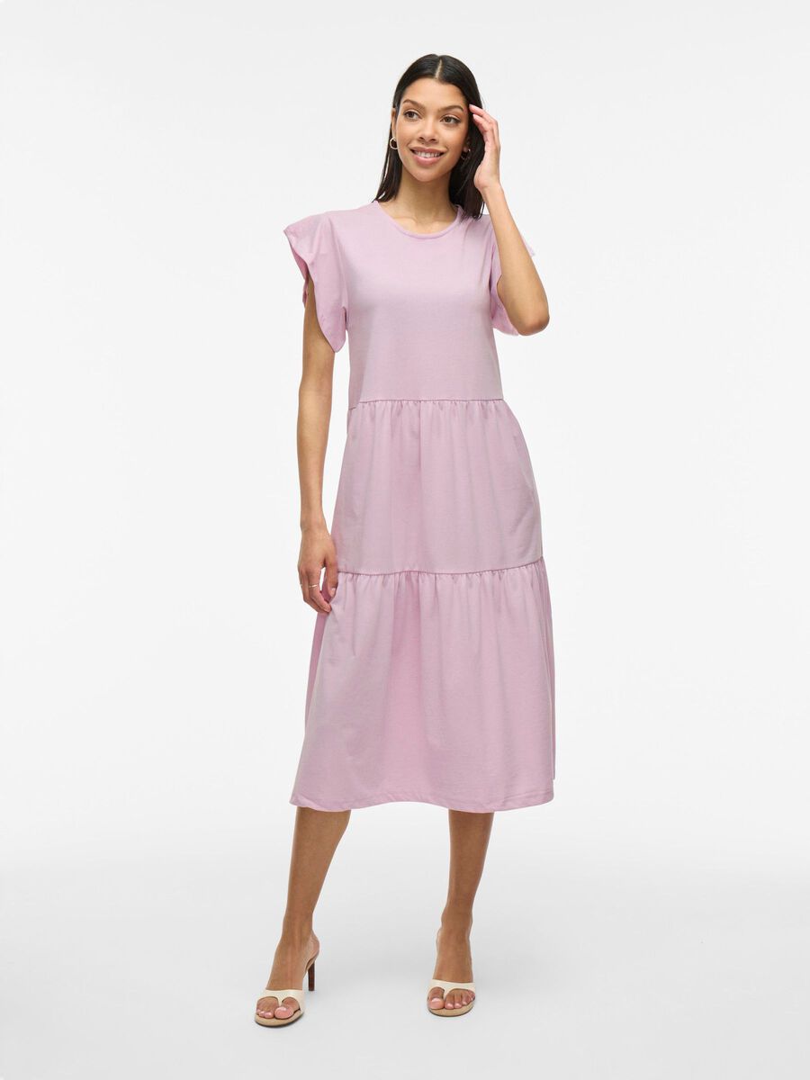 VILA SHORT SLEEVE MIDI DRESS, Winsome Orchid, highres - 14087542_WinsomeOrchid_003.jpg