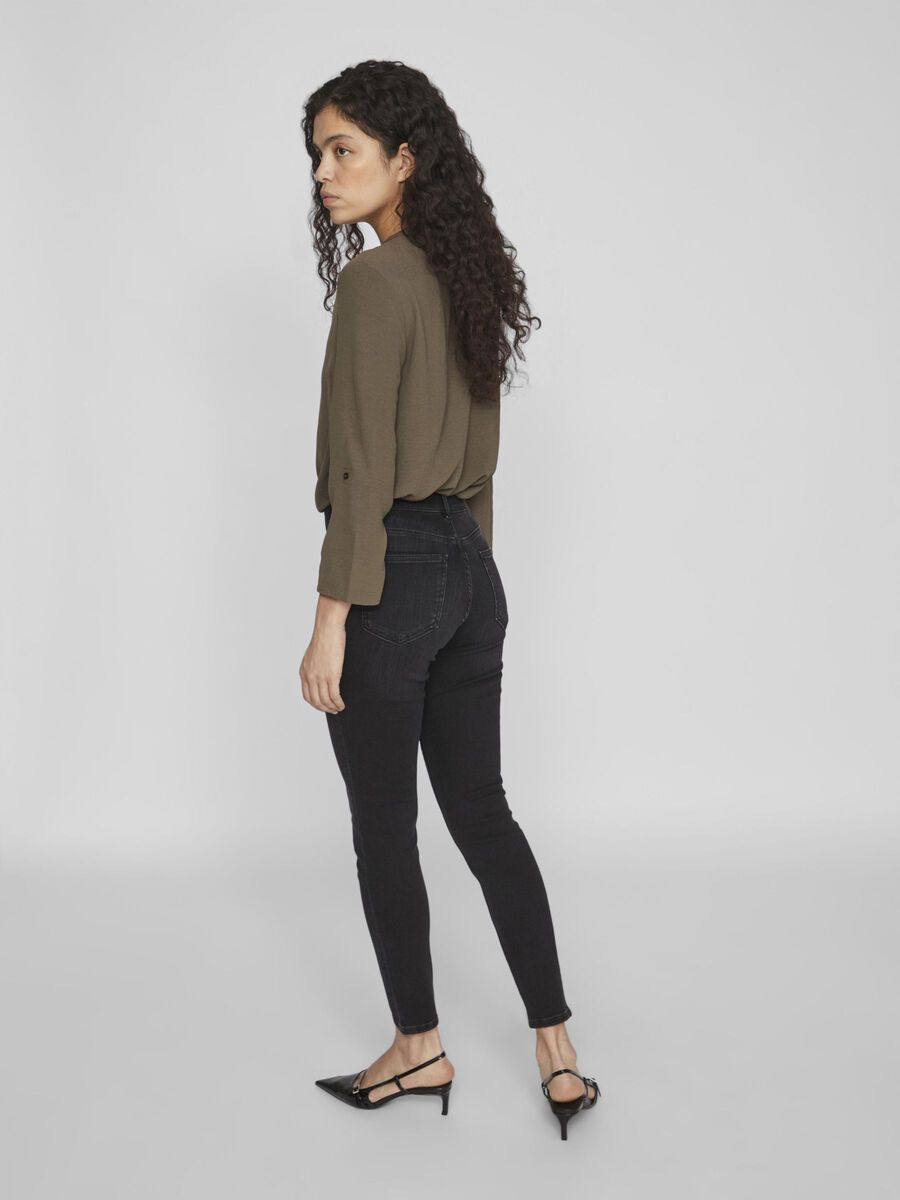 VILA VISARAH DE CINTURA MEDIA JEANS SKINNY FIT, Black Denim, highres - 14082131_BlackDenim_004.jpg