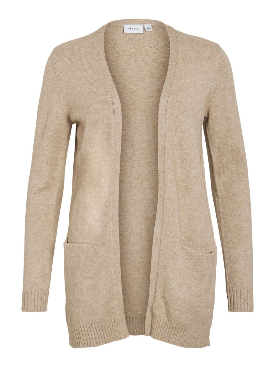 VILA VIRIL BASIC STRIKKET CARDIGAN, Natural Melange, highres - 14044041_NaturalMelange_001.jpg